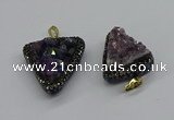 CGP3140 25*30mm - 30*35mm triangle plated druzy amethyst pendants