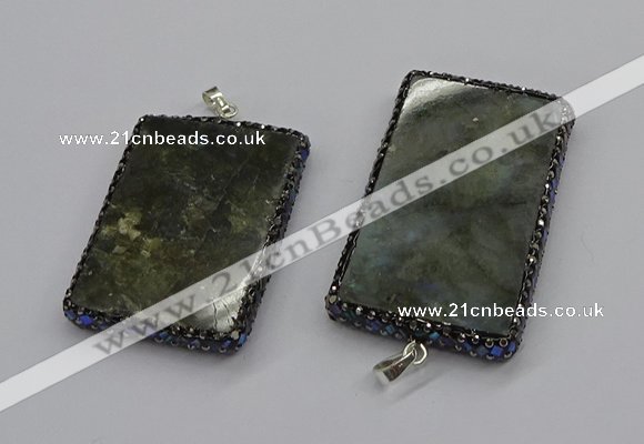 CGP3151 35*50mm - 40*60mm rectangle labradorite gemstone pendants