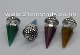 CGP3155 22*50mm faceted cone agate gemstone pendants wholesale