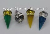 CGP3157 22*50mm faceted cone agate gemstone pendants wholesale