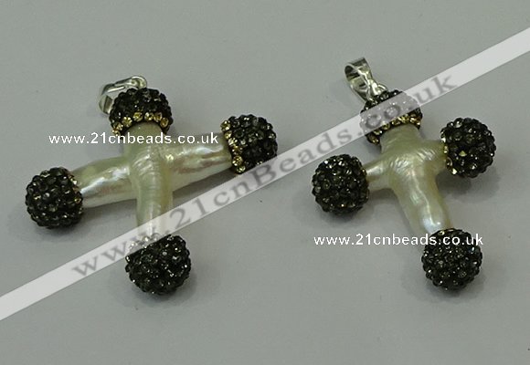 CGP316 25*35mm - 30*35mm cross pearl pendants wholesale
