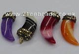 CGP3166 20*50mm - 25*55mm horn agate gemstone pendants