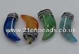 CGP3167 20*50mm - 25*55mm horn agate gemstone pendants