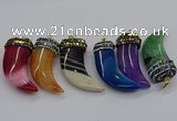 CGP3168 20*50mm - 25*55mm horn agate gemstone pendants