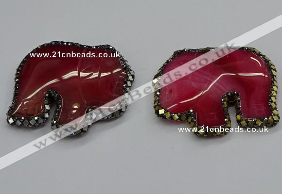 CGP3173 50*55mm elephant agate gemstone pendants wholesale