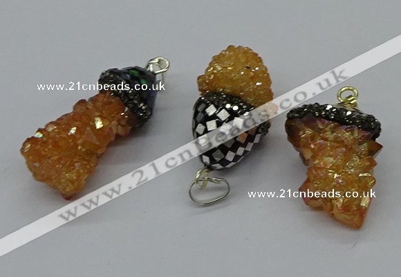 CGP3188 15*20mm - 15*35mm nuggets plated druzy quartz pendants