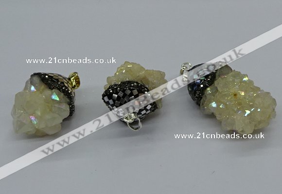 CGP3193 20*30mm - 25*40mm nuggets plated druzy quartz pendants