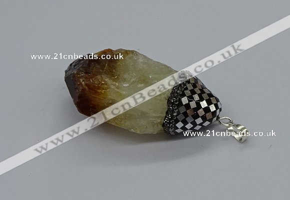 CGP3205 25*45mm - 28*50mm nuggets citrine gemstone pendants