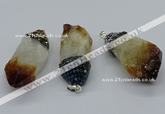 CGP3208 25*45mm - 28*50mm nuggets citrine gemstone pendants