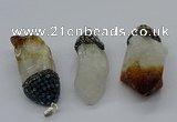 CGP3209 25*45mm - 28*50mm nuggets citrine & white crystal pendants