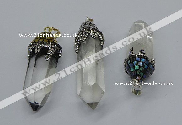 CGP3218 12*55mm - 15*45mm sticks white crystal pendants