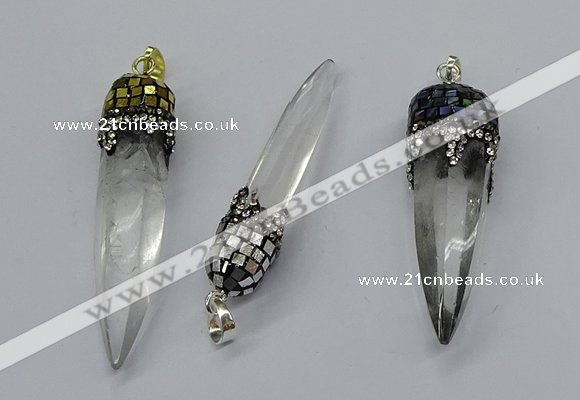 CGP3223 12*45mm - 15*55mm sticks white crystal pendants