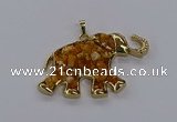 CGP3241 35*60mm elephant druzy agate pendants wholesale