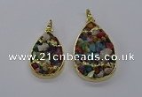 CGP3256 25*40mm - 30*50mm flat teardrop druzy agate pendants