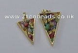 CGP3262 25*40mm - 30*50mm triangle druzy agate pendants wholesale