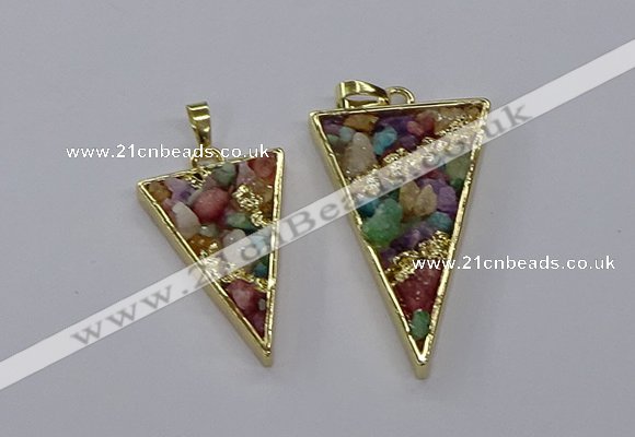 CGP3262 25*40mm - 30*50mm triangle druzy agate pendants wholesale