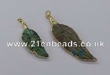 CGP3274 20*50mm - 25*65mm feather ocean agate pendants