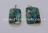 CGP3280 30*50mm - 35*55mm faceted rectangle ocean agate pendants