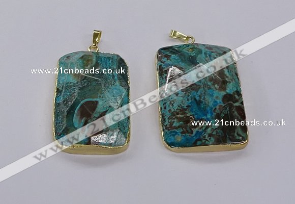 CGP3280 30*50mm - 35*55mm faceted rectangle ocean agate pendants