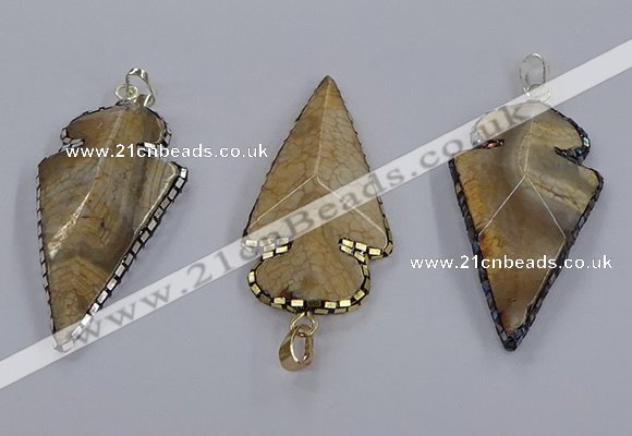 CGP3289 25*55mm - 28*55mm arrowhead agate pendants wholesale