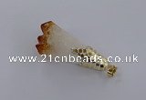 CGP3295 20*40mm - 25*45mm faceted freeform druzy citrine pendants