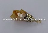 CGP3296 20*40mm - 25*45mm faceted freeform druzy citrine pendants