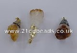 CGP3298 20*40mm - 25*45mm faceted freeform druzy citrine pendants