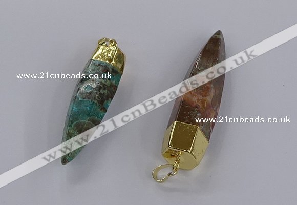 CGP3330 13*50mm - 15*60mm faceted bullet ocean agate pendants