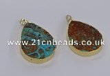 CGP3332 35*40mm - 35*50mm flat teardrop ocean agate pendants