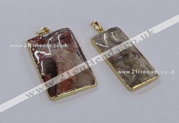 CGP3334 25*50mm - 35*55mm rectangle crazy lace agate pendants