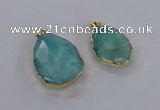 CGP3341 25*35mm - 30*40mm faceted freeform blue sponge quartz pendants