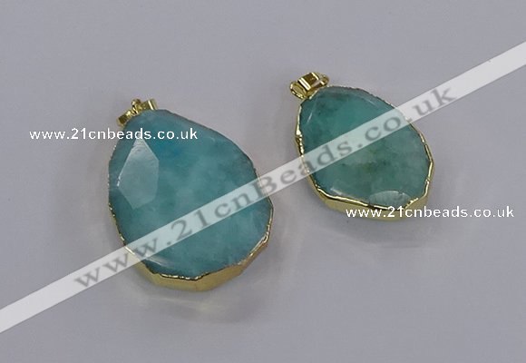 CGP3341 25*35mm - 30*40mm faceted freeform blue sponge quartz pendants