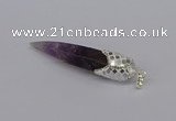 CGP3365 15*50mm - 16*65mm sticks amethyst gemstone pendants