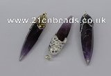 CGP3368 15*50mm - 16*65mm sticks amethyst gemstone pendants