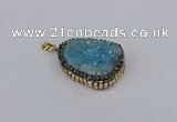 CGP3371 25*35mm - 30*40mm freeform druzy quartz pendants