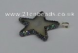 CGP3378 45*45mm star druzy agate pendants wholesale