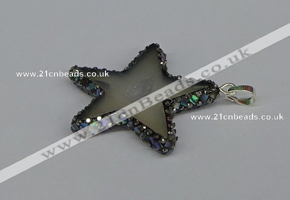 CGP3378 45*45mm star druzy agate pendants wholesale