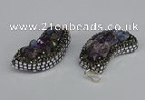 CGP3385 18*40mm - 22*45mm horn plated druzy amethyst pendants