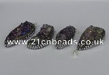 CGP3387 18*40mm - 22*45mm freeform plated druzy amethyst pendants