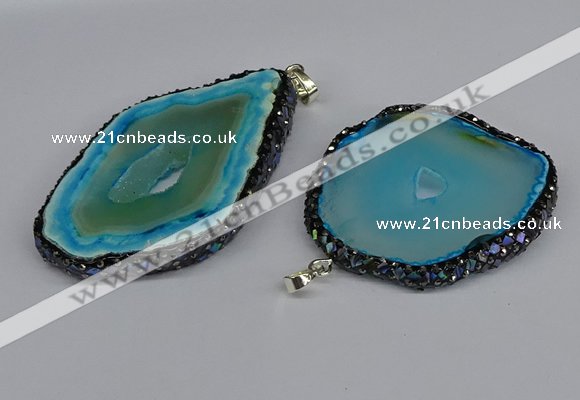 CGP3398 45*50mm - 45*60mm freeform druzy agate pendants