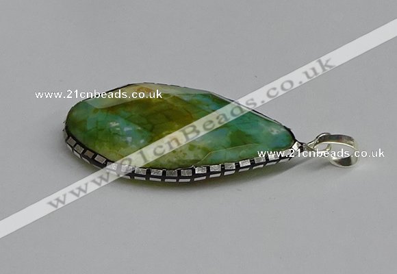 CGP3400 30*40mm - 30*45mm faceted flat teardrop agate pendants