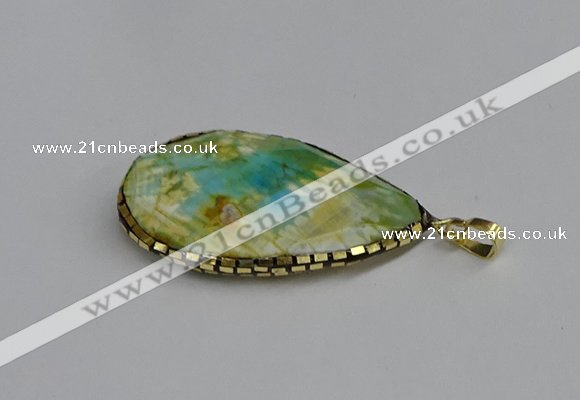 CGP3401 30*40mm - 30*45mm faceted flat teardrop agate pendants