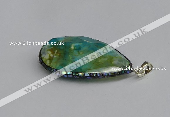 CGP3402 30*40mm - 30*45mm faceted flat teardrop agate pendants