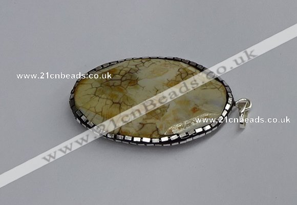 CGP3405 35*50mm faceted oval agate pendants wholesale