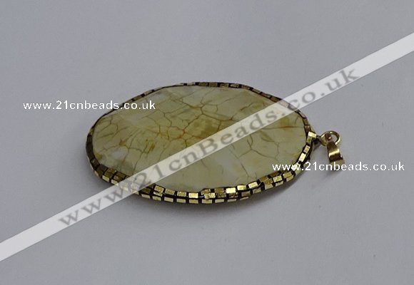 CGP3406 35*50mm faceted oval agate pendants wholesale