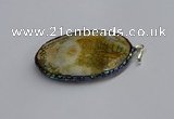 CGP3407 35*50mm faceted oval agate pendants wholesale