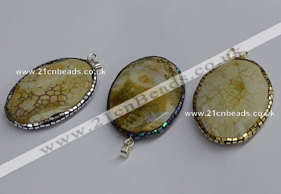 CGP3408 35*50mm faceted oval agate pendants wholesale