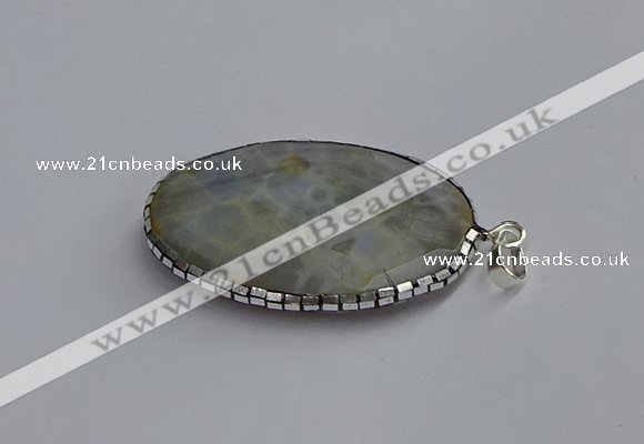 CGP3410 35*50mm faceted oval agate pendants wholesale