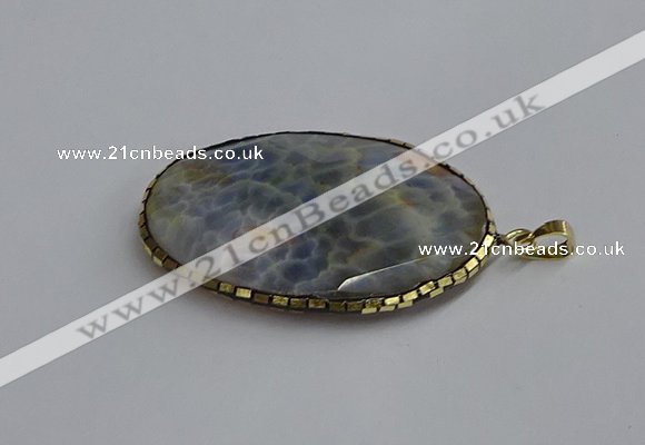 CGP3411 35*50mm faceted oval agate pendants wholesale