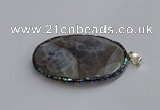CGP3412 35*50mm faceted oval agate pendants wholesale
